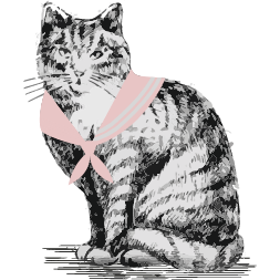 An Illustrated cat with a pink bandana